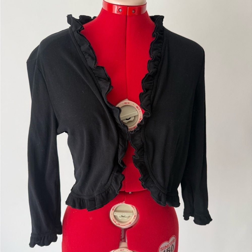 Charter Club Black Ruffled Sweater